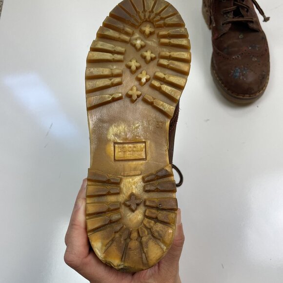 Roccia Women's Lace Up Combat Boots size 6.5 Italian Leather with Flowers EU 37 - Picture 15 of 16